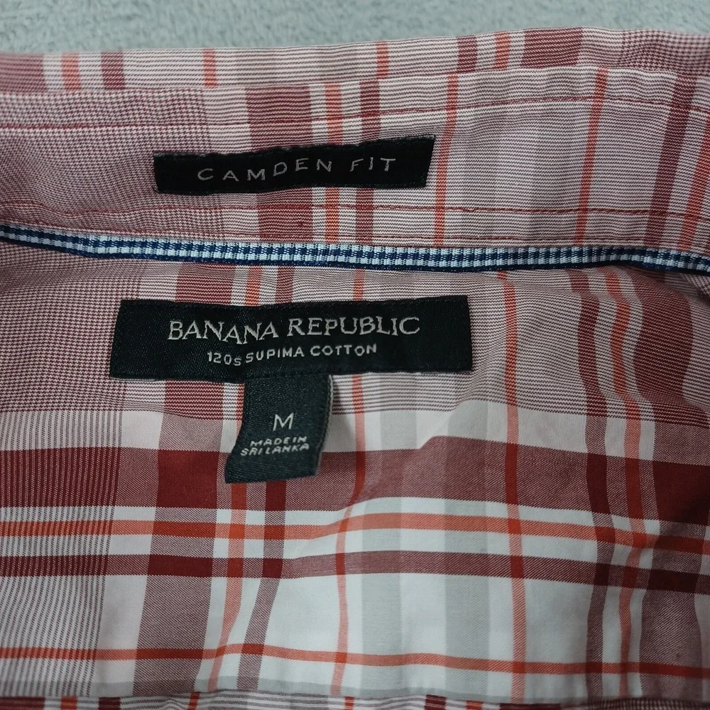 Banana Republic Shirt Mens‎ Medium Red Plaid Camden Fit Preppy